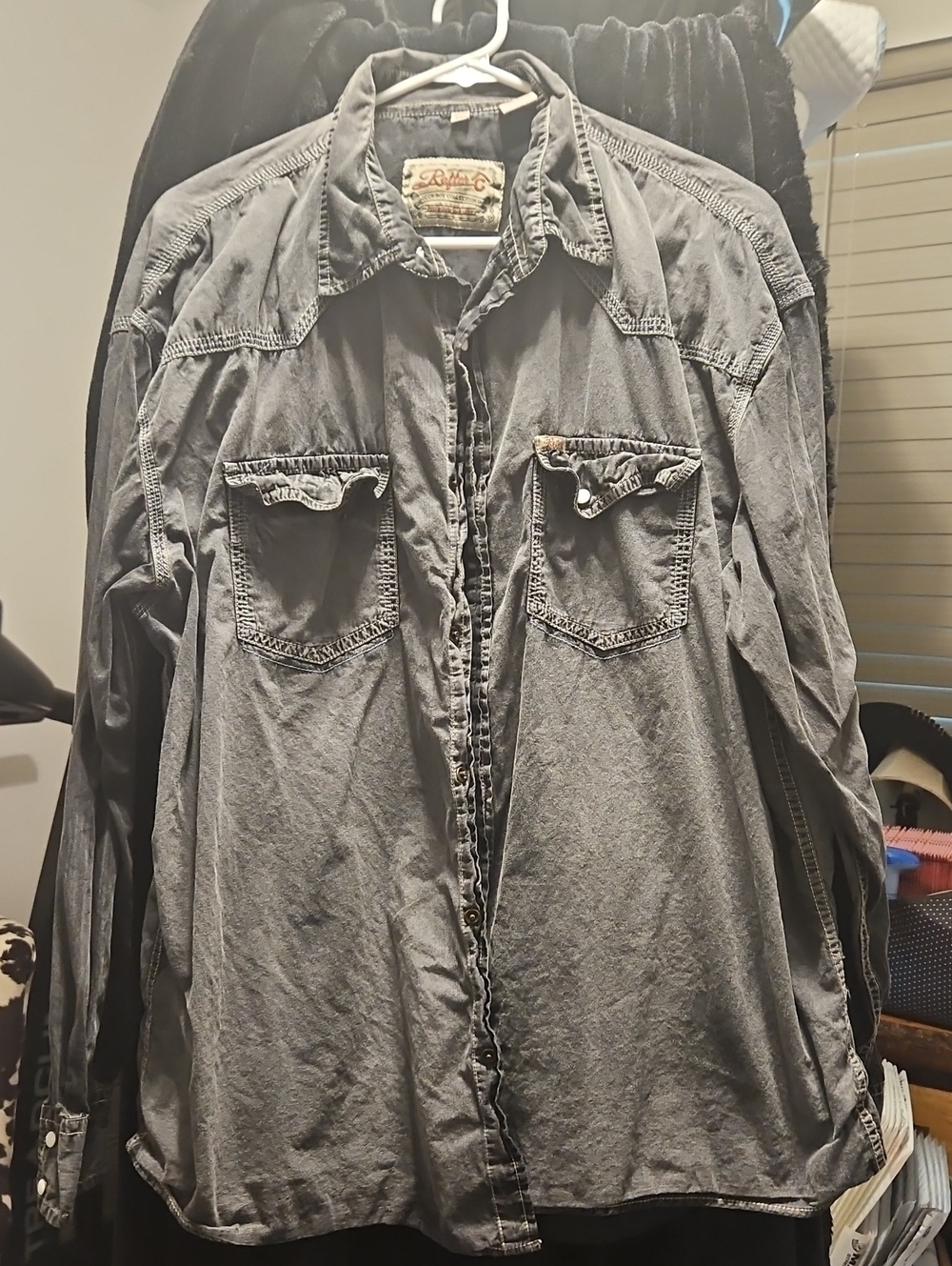 Casual Men's Grey Button-Down Western Shirt